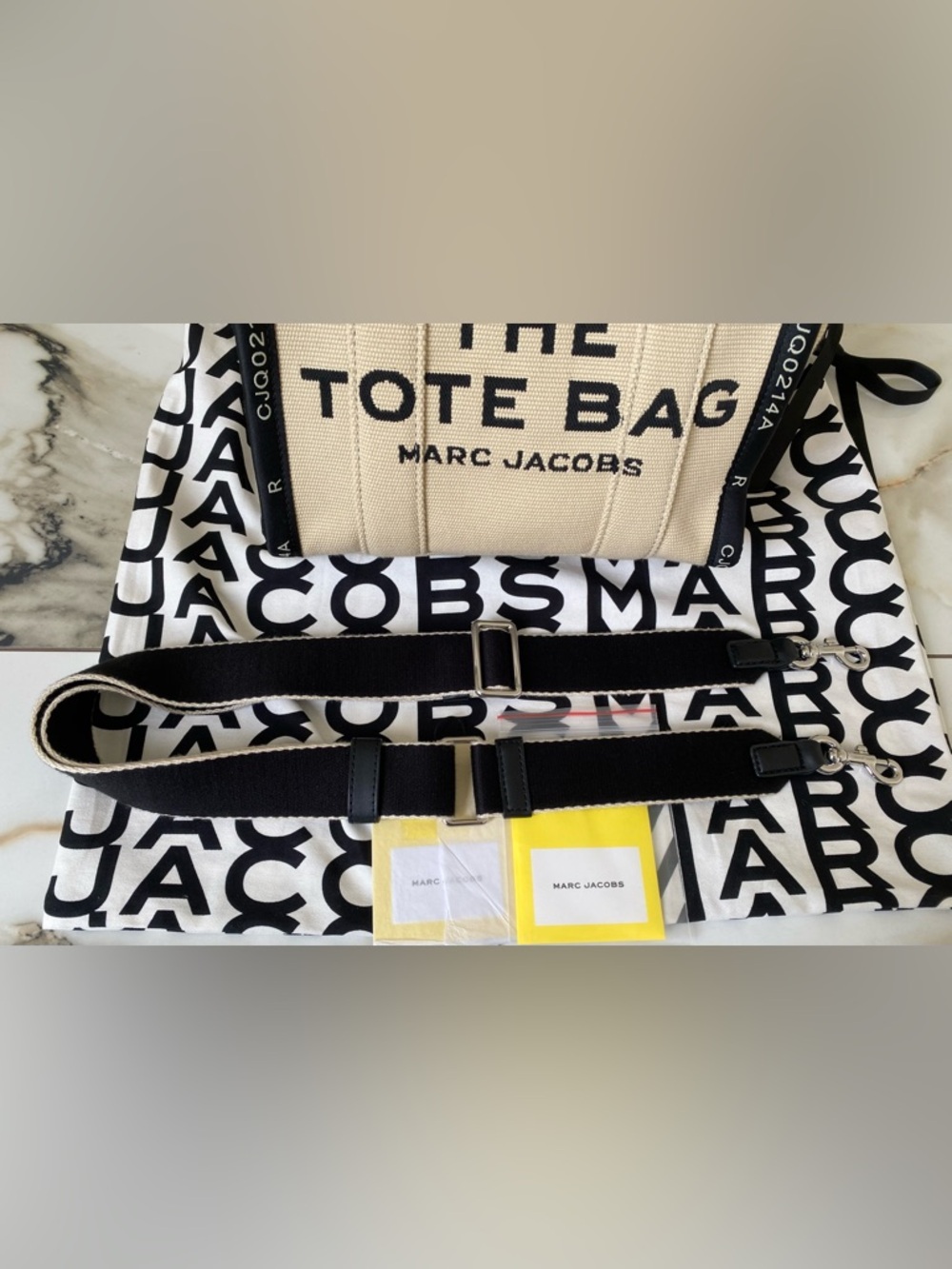 NWOT Marc Jacobs THE JACQUARD SMALL TOTE BAG Warm Sand and Black (10”Lx 5”Dx8”H) - Picture 15 of 17